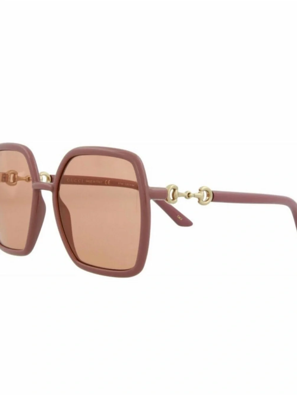 Authentic Pristine Gucci Pink Hexagonal Sunglasses w Case Horsebit Hardware